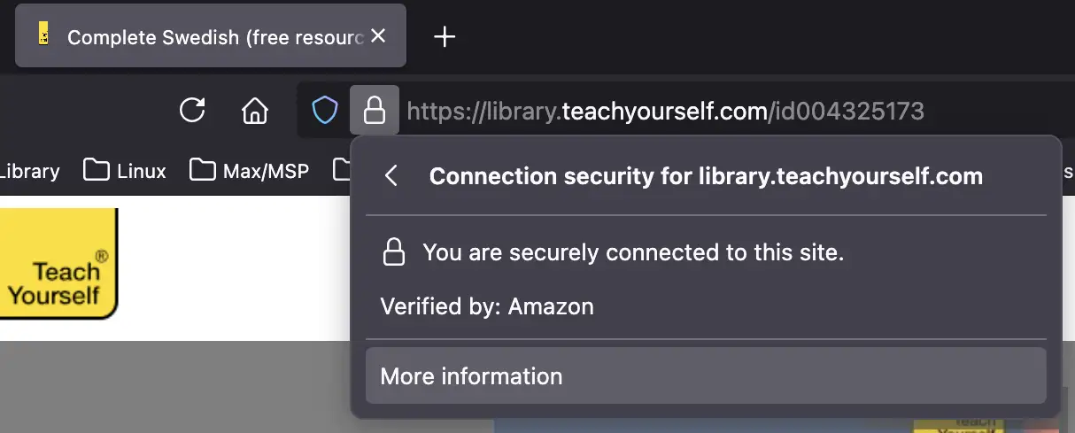 screenshot of clicking the “more information” field in the dropdown from the previous step
